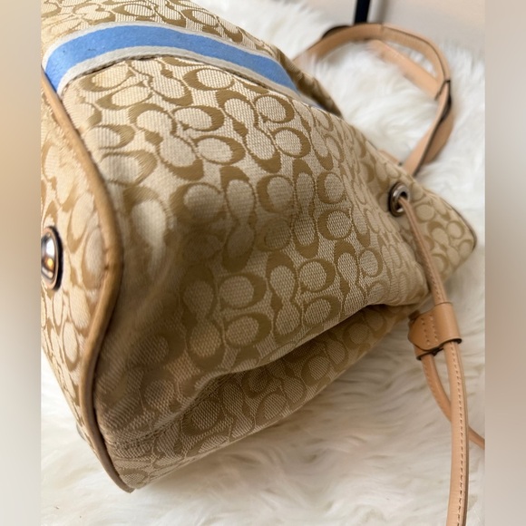 Coach Tan and Blue Shoulder Bag#F26130 - Picture 6 of 14
